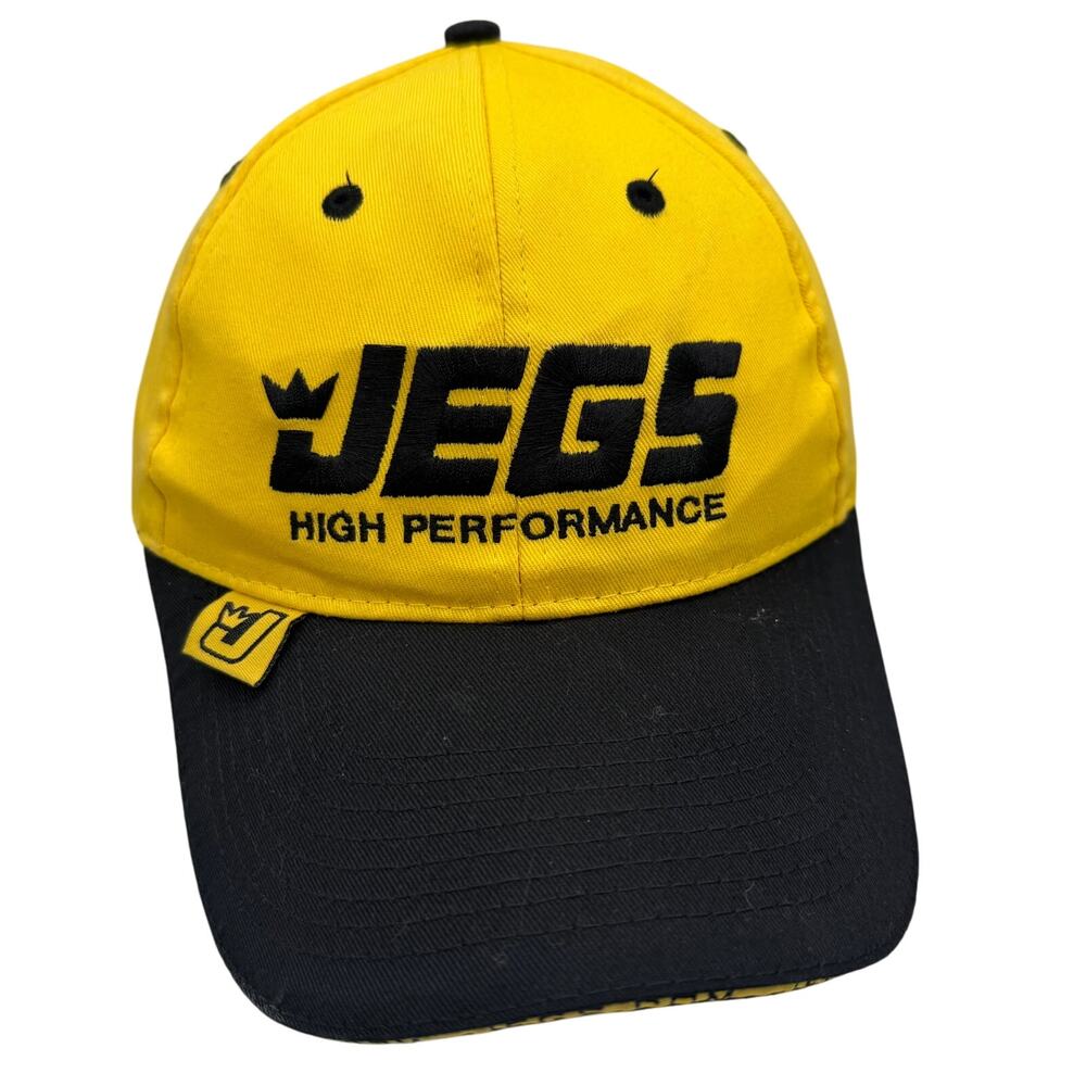 JEGS High Performance Baseball Cap Yellow Black Adjustable Hat Jegs.com Logo